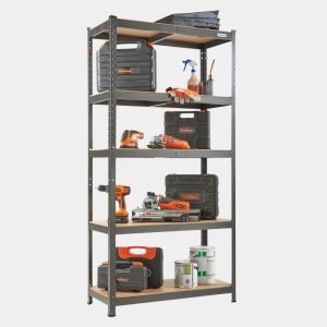 5-Tier Metal Shelving Unit – Black (180 x 90 x 40cm)