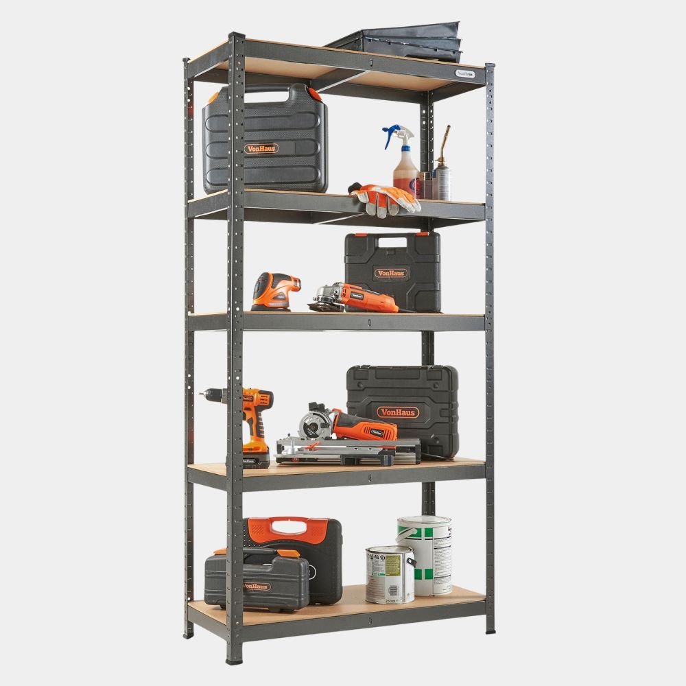 5-Tier Metal Shelving Unit – Black (180 x 90 x 40cm)