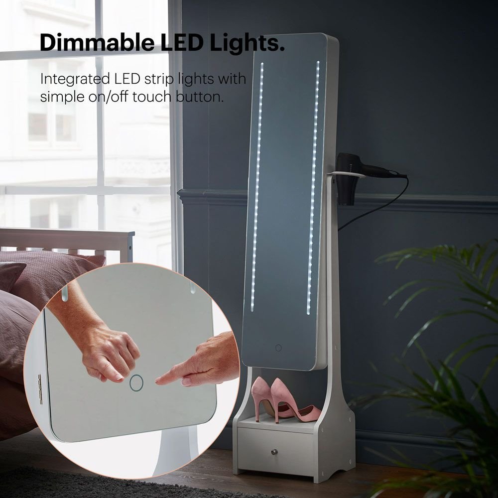White LED Jewellery Armoire with Mirror - Image 4