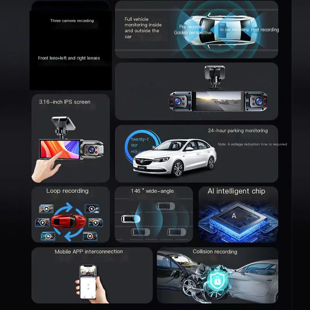 4 Lens Car Dashcam with Night Vision - Image 2