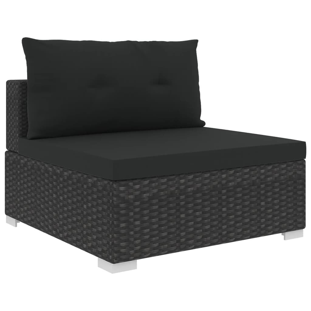 6 Piece Garden Lounge Set with Cushions Poly Rattan Black - Image 5