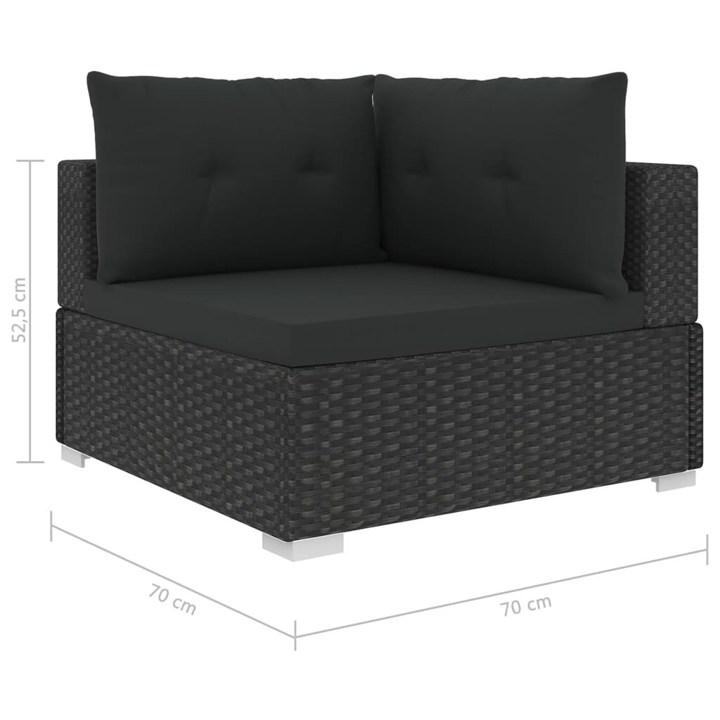 6 Piece Garden Lounge Set with Cushions Poly Rattan Black - Image 9