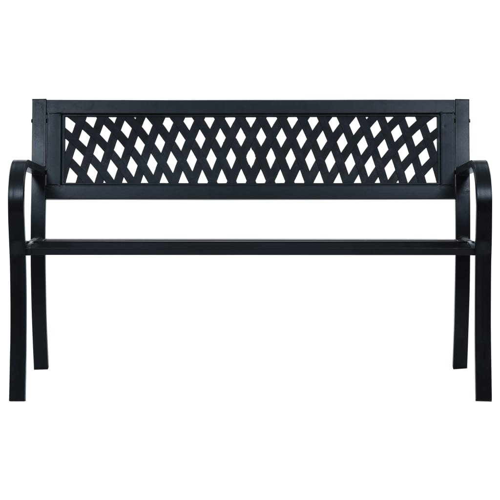 Garden Bench 125 cm Black Steel - Image 2