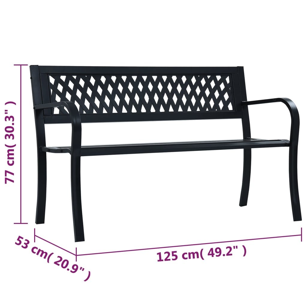 Garden Bench 125 cm Black Steel - Image 8