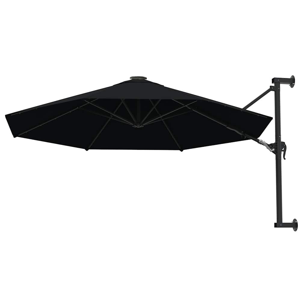 Wall-Mounted Garden Parasol with Metal Pole 300 cm Black - Image 3
