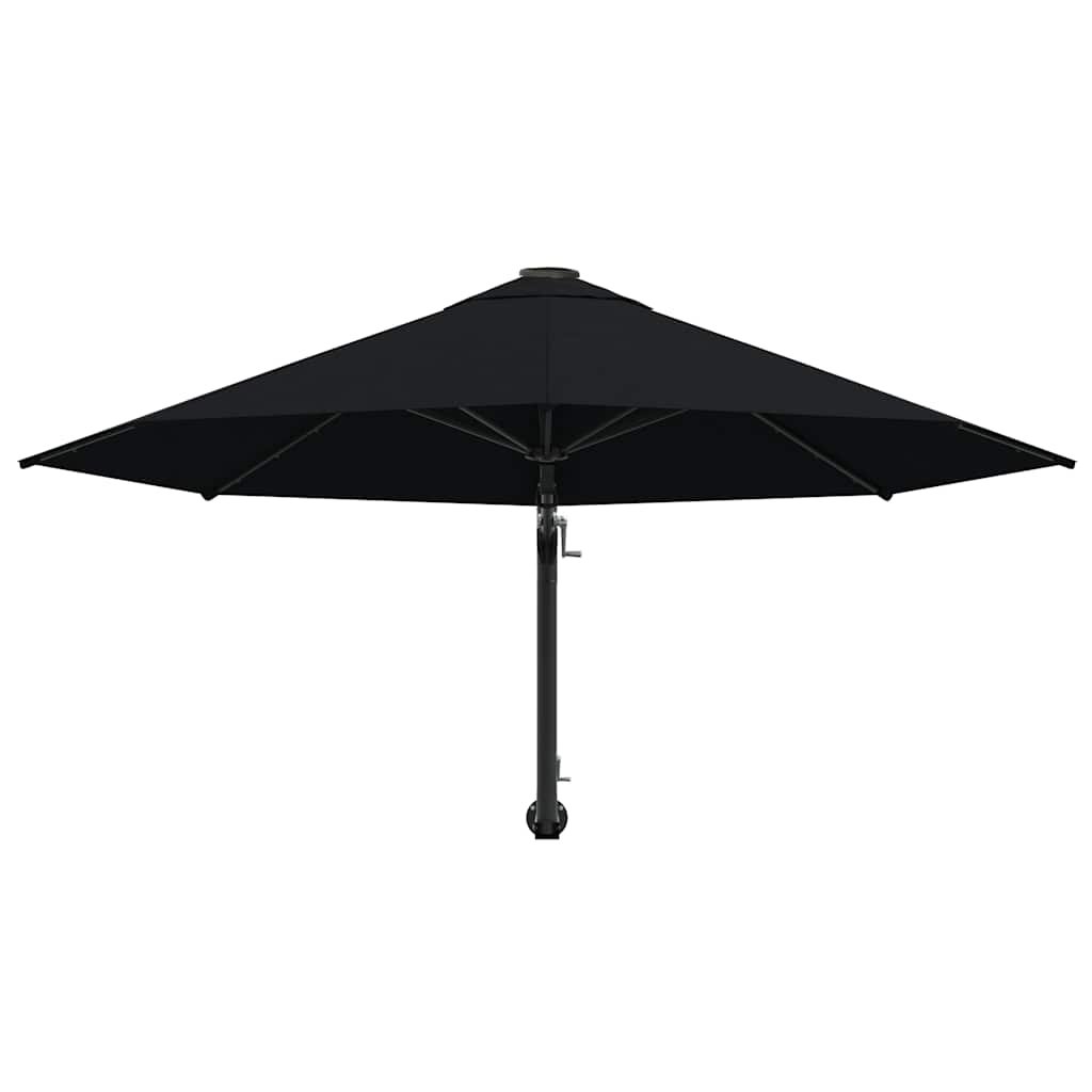 Wall-Mounted Garden Parasol with Metal Pole 300 cm Black - Image 4