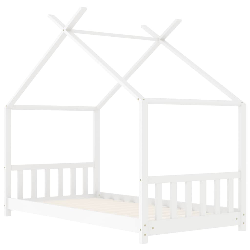 Kids Bed Frame White Solid Pine Wood 80x160 cm - Image 3