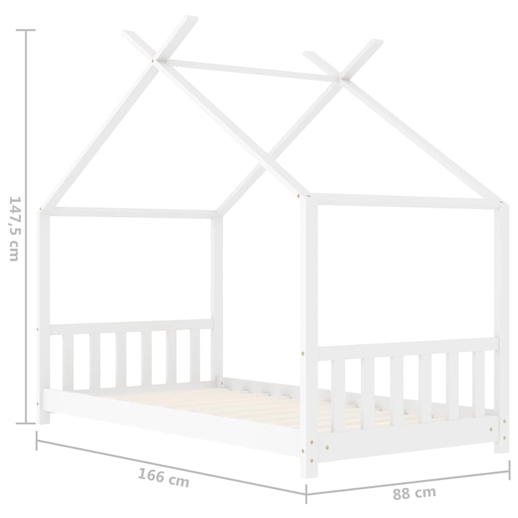 Kids Bed Frame White Solid Pine Wood 80x160 cm - Image 9