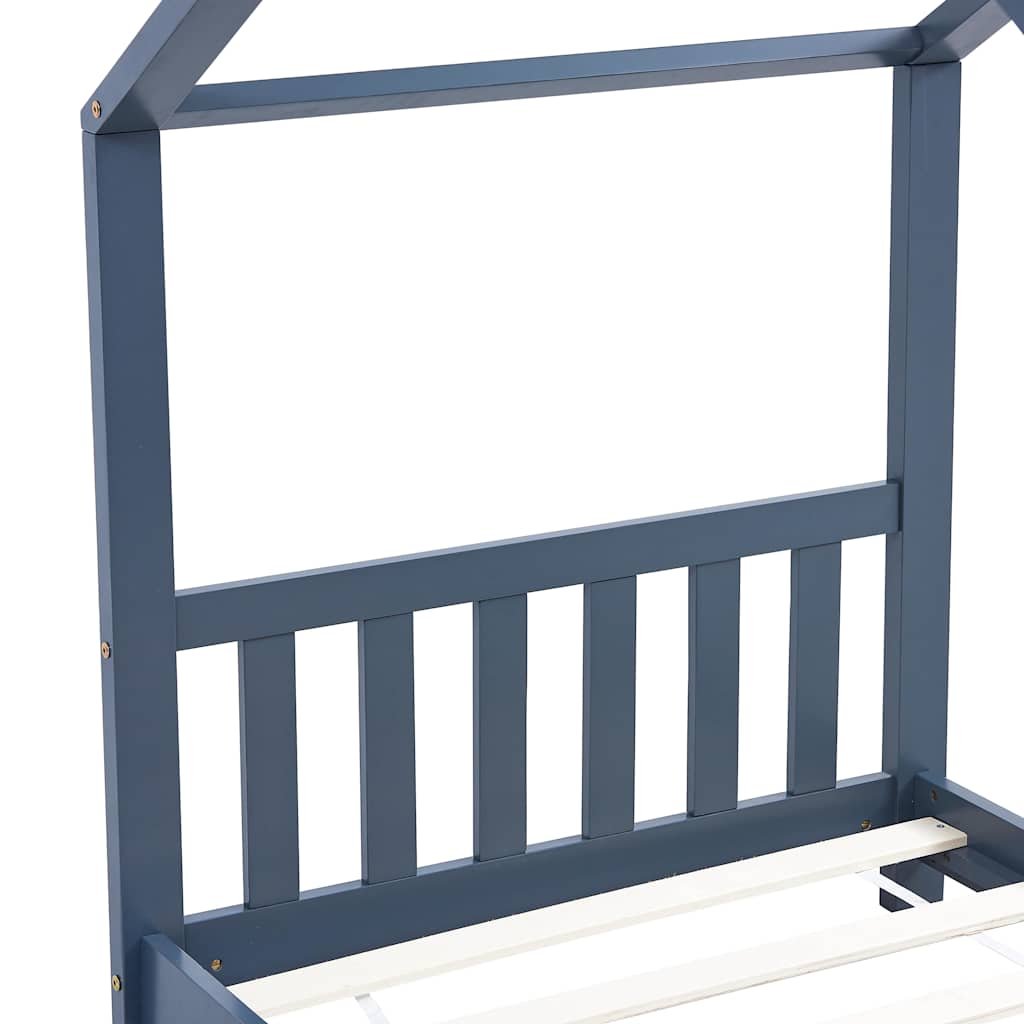 Kids Bed Frame Grey Solid Pine Wood 70x140 cm - Image 6