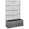 Trellis Raised Bed with 3 Pots 83x30x130 cm Poly Rattan Grey