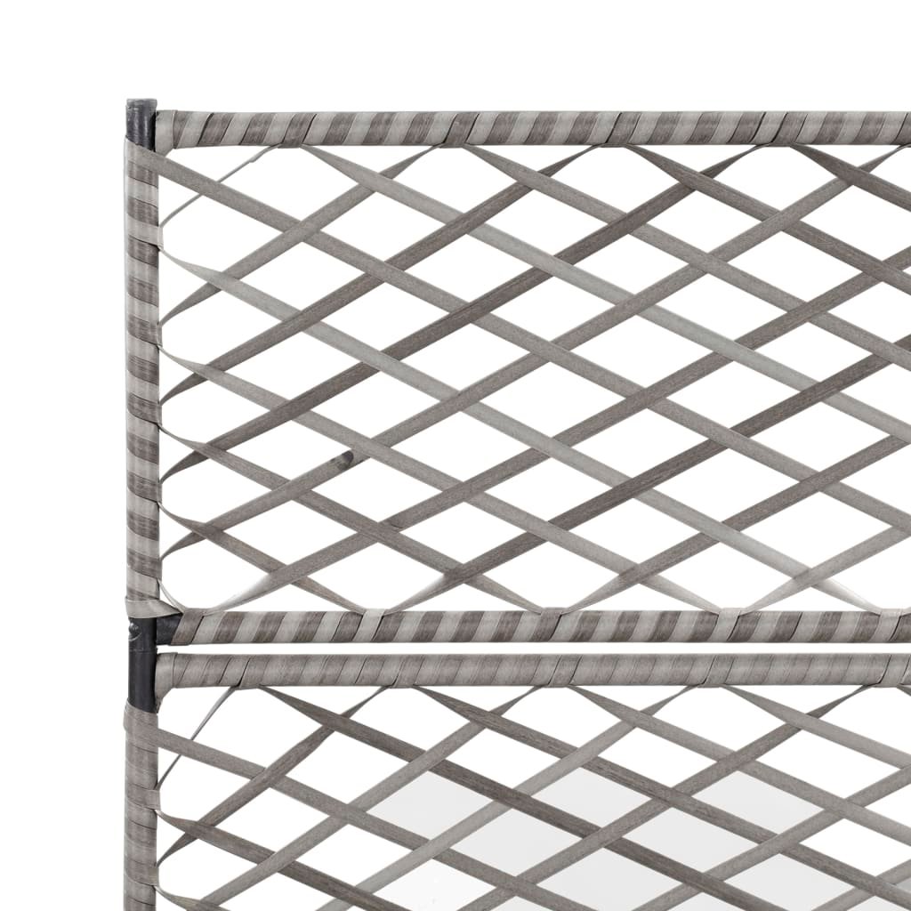 Trellis Raised Bed with 3 Pots 83x30x130 cm Poly Rattan Grey - Image 5