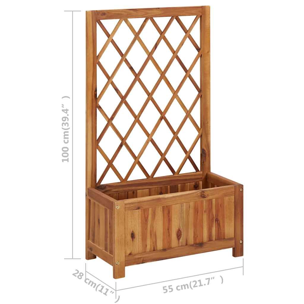 Garden Raised Bed with Trellis Solid Acacia Wood - Image 9
