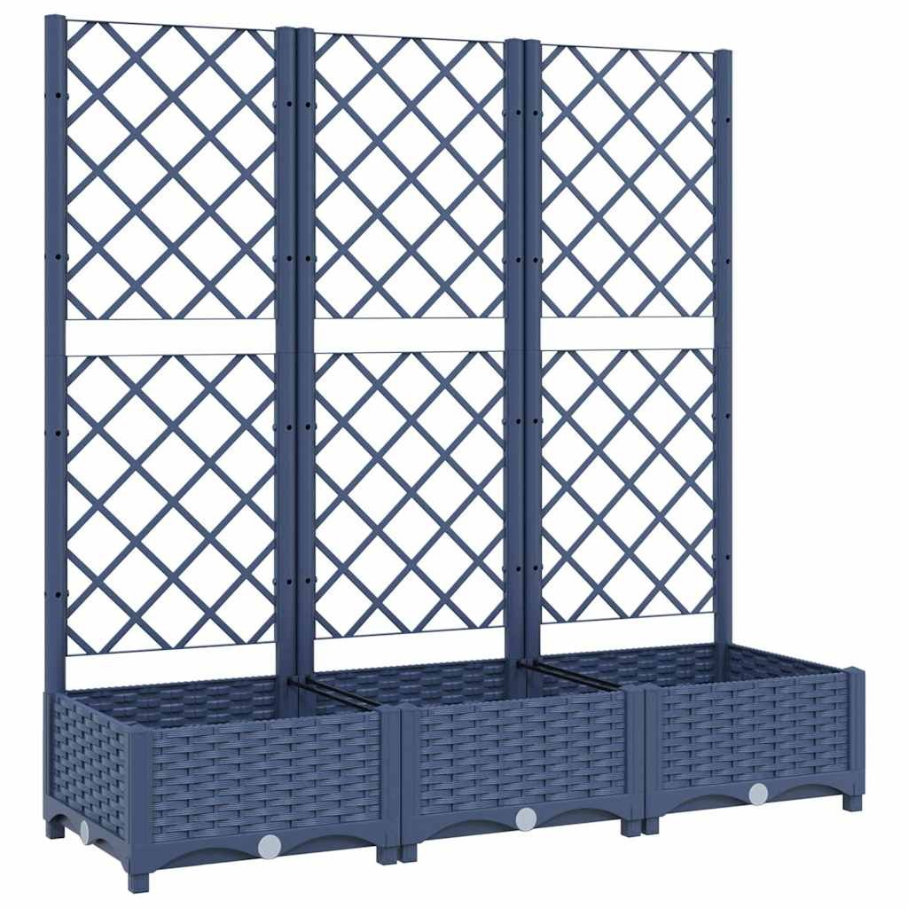 Garden Planter with Trellis Blue Grey 120x40x121.5 cm PP - Image 2