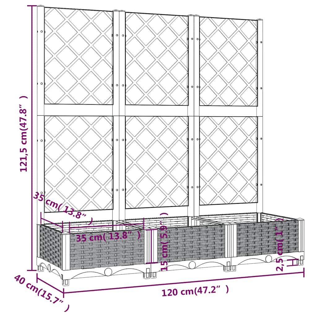 Garden Planter with Trellis Blue Grey 120x40x121.5 cm PP - Image 8
