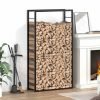 Firewood Rack Matt Black 80x28x154 cm Steel