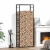 Firewood Rack Matt Black 80x28x222 cm Steel