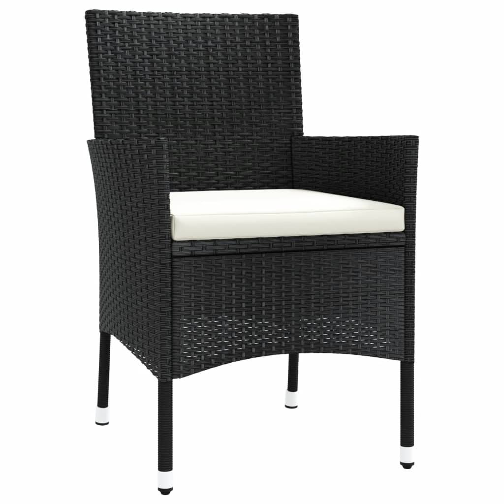 Garden Chairs with Cushions 2 pcs Black Poly Rattan - Image 3