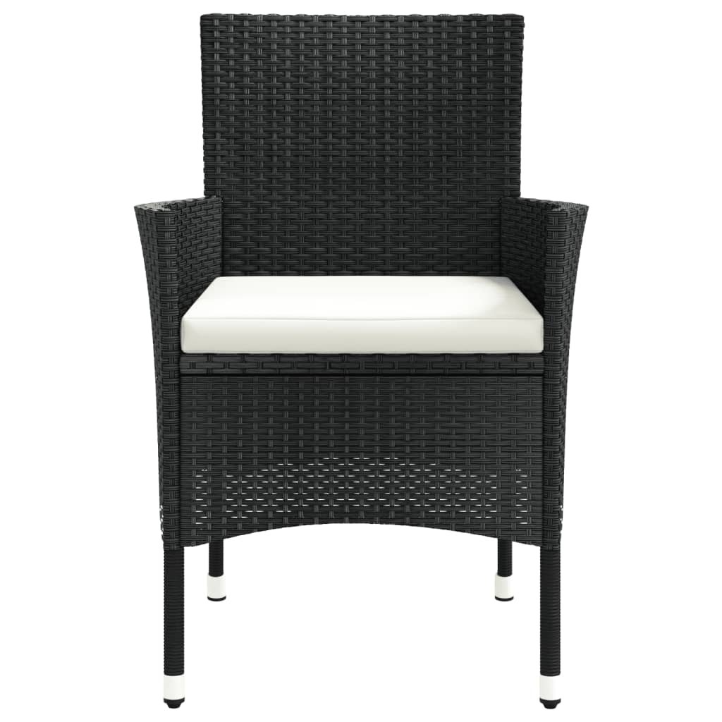 Garden Chairs with Cushions 2 pcs Black Poly Rattan - Image 4