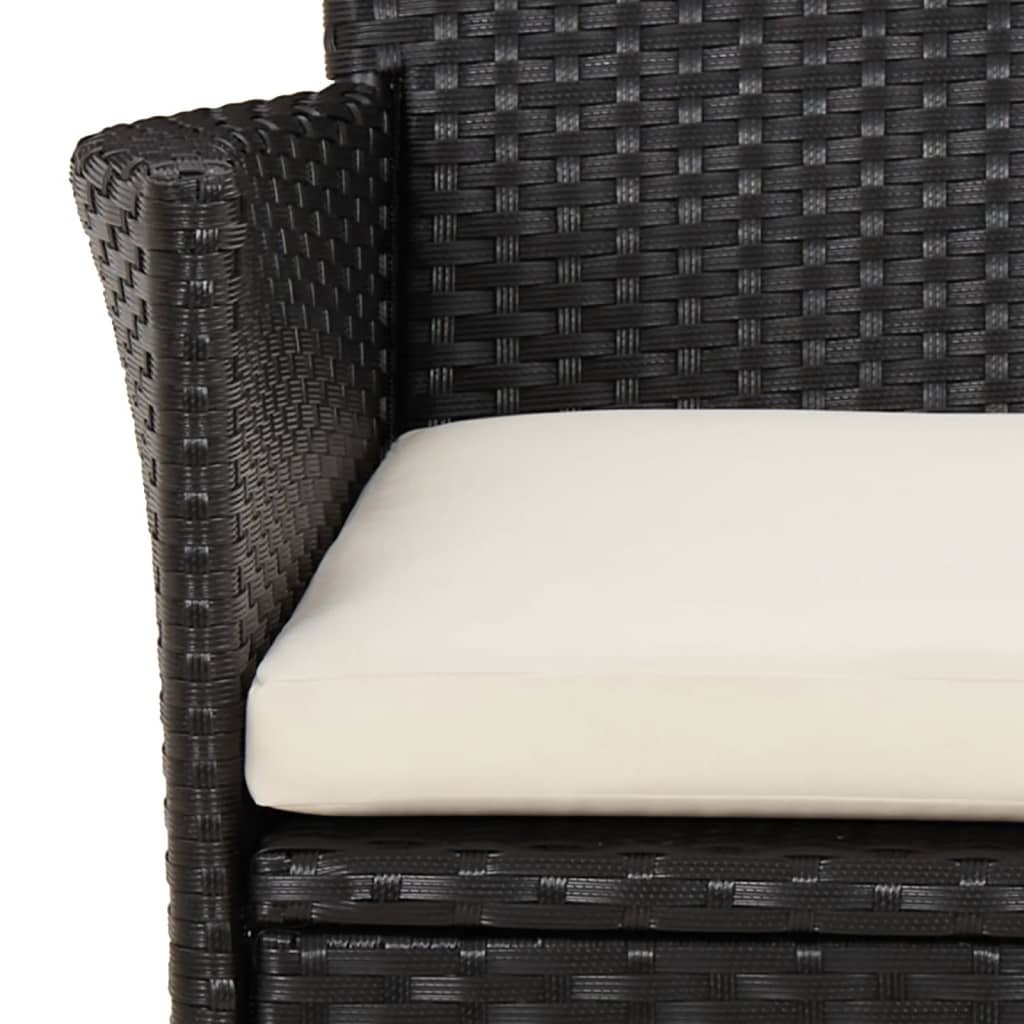 Garden Chairs with Cushions 2 pcs Black Poly Rattan - Image 7