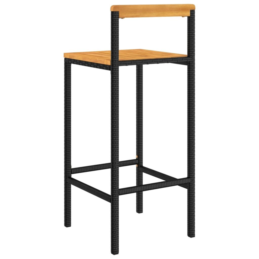 Bar Stools 4 pcs Black Poly Rattan and Solid Wood Acacia - Image 6