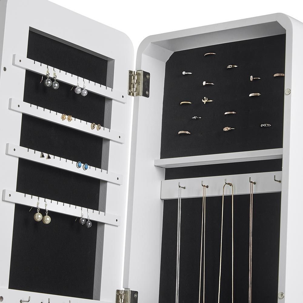 White LED Jewellery Armoire with Mirror - Image 8