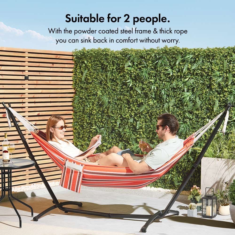 Ibiza 2 Person Orange Hammock With Stand - Image 2