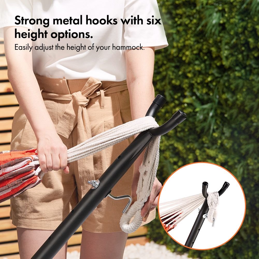 Ibiza 2 Person Orange Hammock With Stand - Image 3