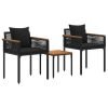 Outdoor Furniture Set with Cushion Black Poly Rattan