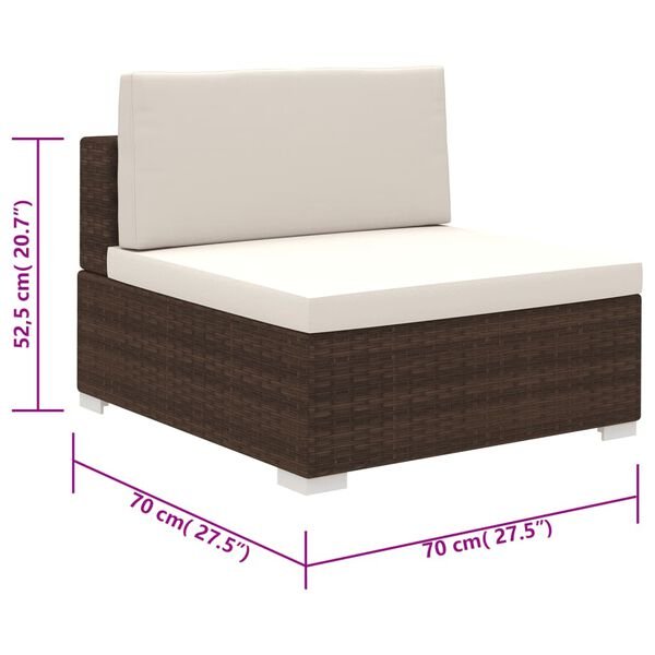 Corner Garden Lounge Set with Cushions Poly Rattan Brown - Image 9