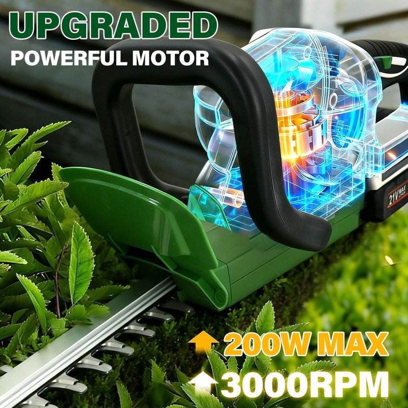 2x Battery Cordless Hedge Trimmer Fast Charger Brushless Electric Hedge Cutter - Image 6