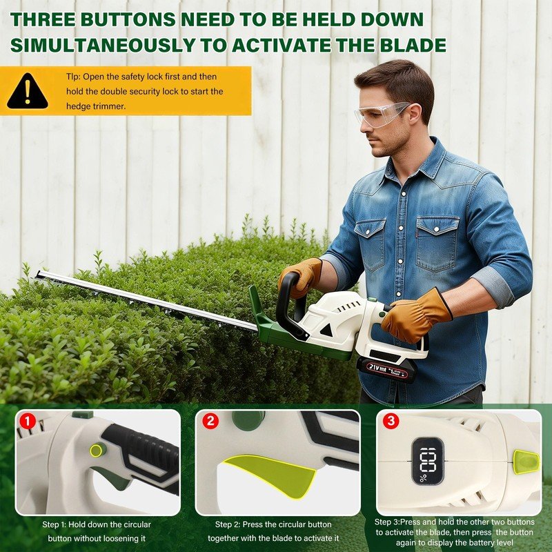 2x Battery Cordless Hedge Trimmer Fast Charger Brushless Electric Hedge Cutter - Image 8