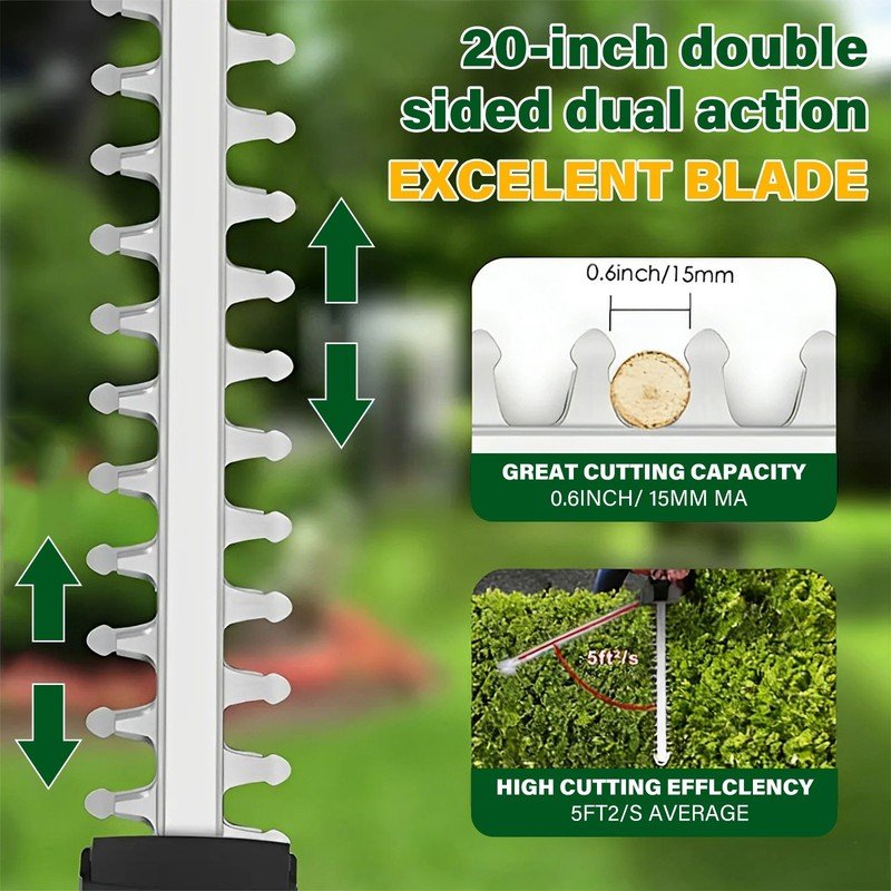 2x Battery Cordless Hedge Trimmer Fast Charger Brushless Electric Hedge Cutter - Image 9