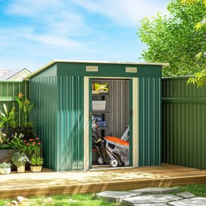 7 x 4ft Outdoor Garden Storage Shed for Backyard Patio Green