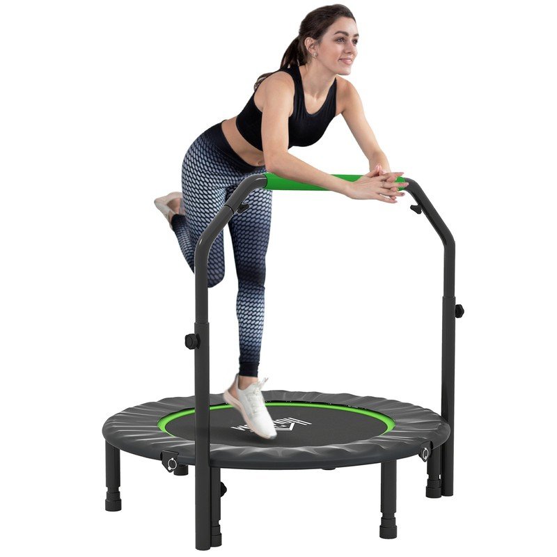 HOMCOM 40" Foldable Mini Fitness Trampoline w/ Foam Handle, Green