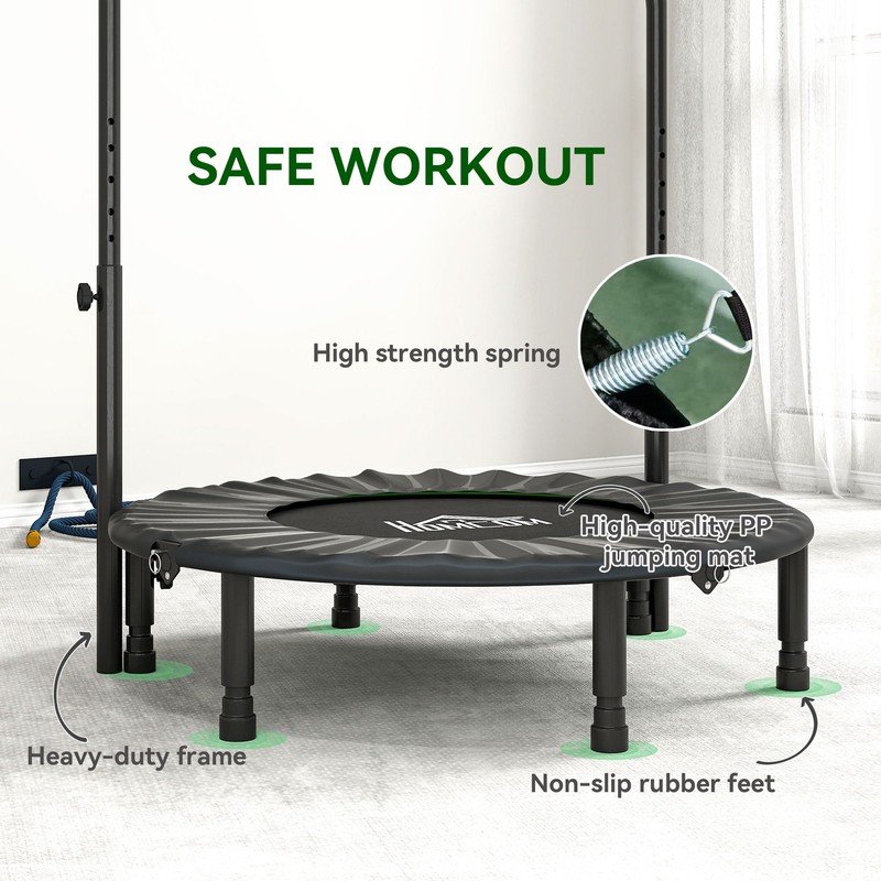 HOMCOM 40" Foldable Mini Fitness Trampoline w/ Foam Handle, Green - Image 4